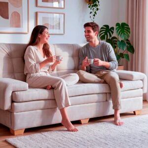 Sofá cama Nova Beige Con personas disfrutando un momento agradable